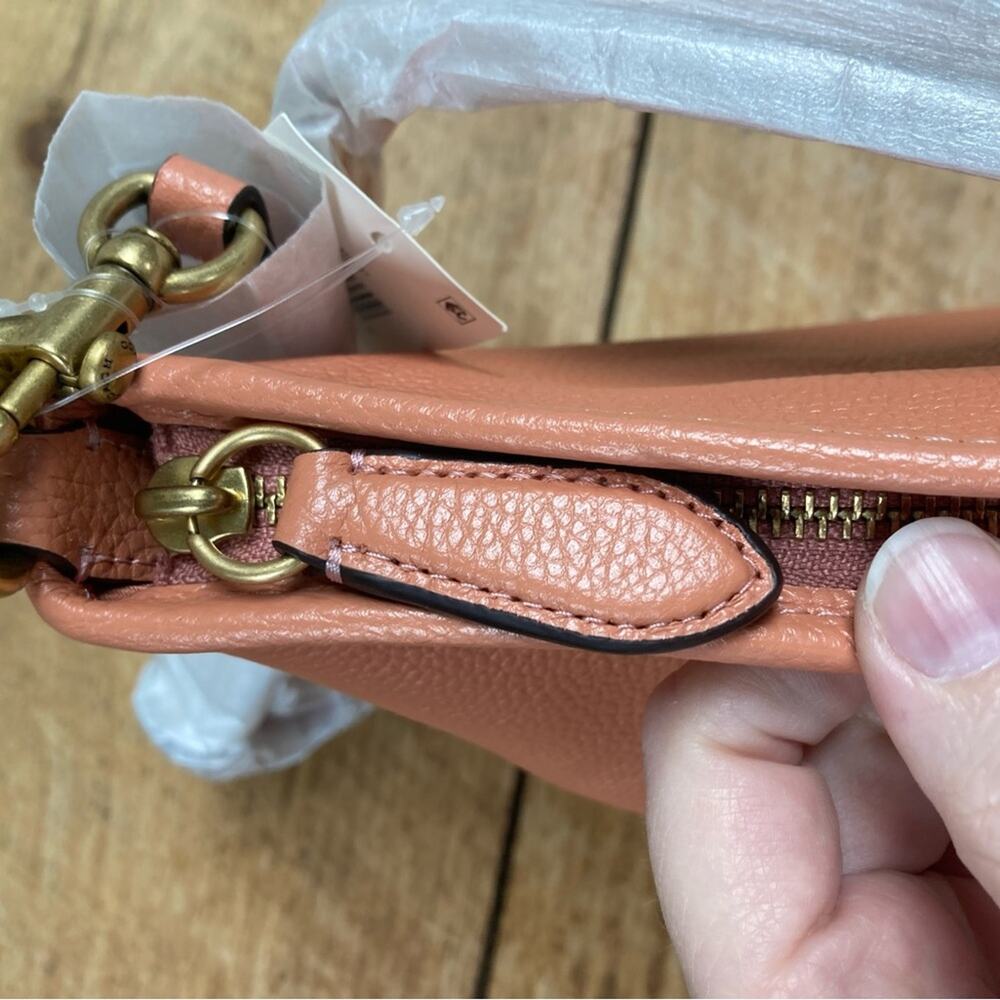 New Coach Purse Coral Pebbled Leather Shoulder Bag Crossbody - Picture 10 of 12